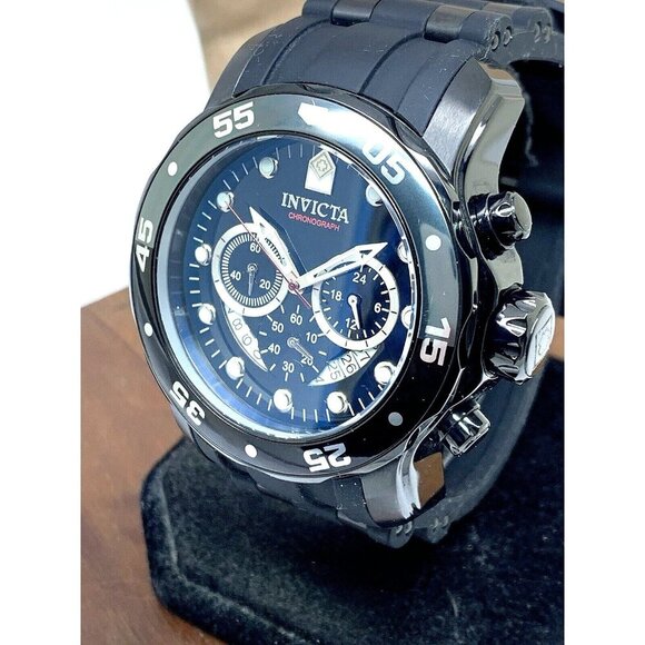 Invicta Men's Watch 37231 Pro Diver Chronograph 48mm Black Dial Rubber Strap - Picture 1 of 15
